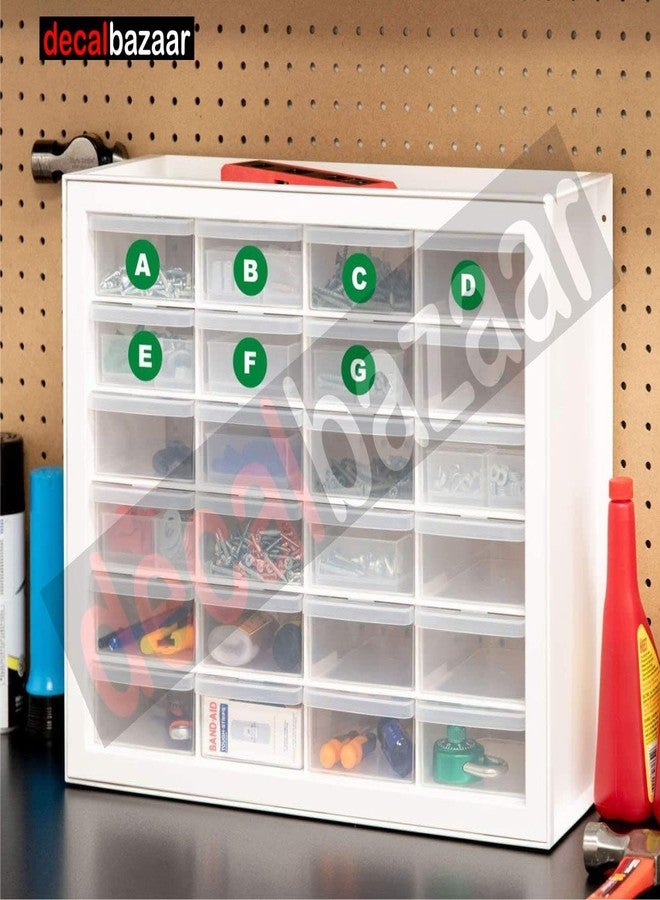 Decalbazaar A to Z Alphabet Round Letter Labels (Set 2), Vinyl Glossy Finish, 1 Inch, Green, Indoor Outdoor Use - Image 3